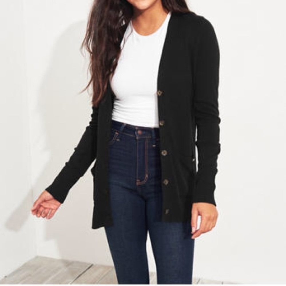 black cardigan from hollister